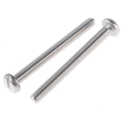 RS PRO Slot Pan A2 304 Stainless Steel Machine Screws DIN 85, M6x60mm
