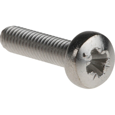 RS PRO Pozidriv Pan A4 316 Stainless Steel Machine Screws DIN 7985, M3x12mm
