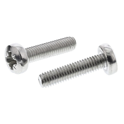 RS PRO Pozidriv Pan A4 316 Stainless Steel Machine Screws DIN 7985, M6x25mm