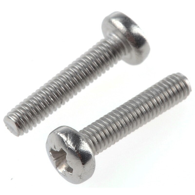 RS PRO Pozidriv Pan A2 304 Stainless Steel Machine Screws DIN 7985, M2.5x12mm