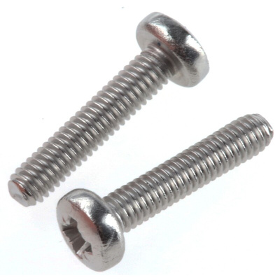 RS PRO Pozidriv Pan A2 304 Stainless Steel Machine Screws DIN 7985, M3x12mm