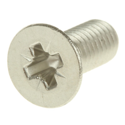 RS PRO Pozidriv Countersunk A2 304 Stainless Steel Machine Screws DIN 965, M5x12mm