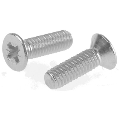 RS PRO Pozidriv Countersunk A2 304 Stainless Steel Machine Screws DIN 965Z, M6x20mm