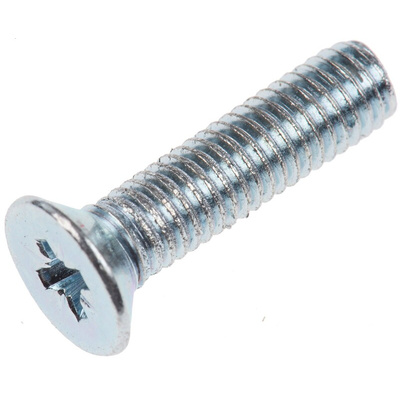 RS PRO Pozidriv Countersunk Steel Machine Screws DIN 965, M5x20mm