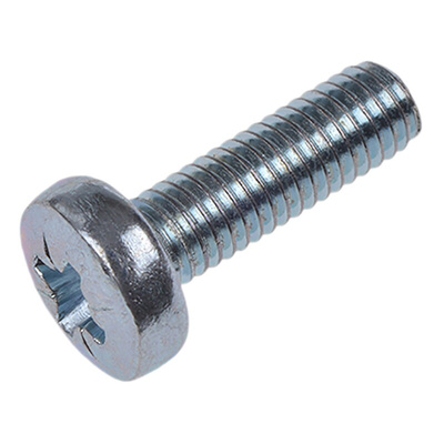 RS PRO Pozidriv Pan Steel Machine Screws DIN 7985, M5x16mm