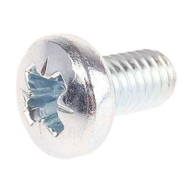RS PRO Pozidriv Pan Steel Machine Screws DIN 7985Z, M6x10mm