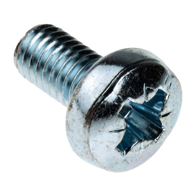 RS PRO Pozidriv Pan Steel Machine Screws DIN 7985Z, M6x12mm
