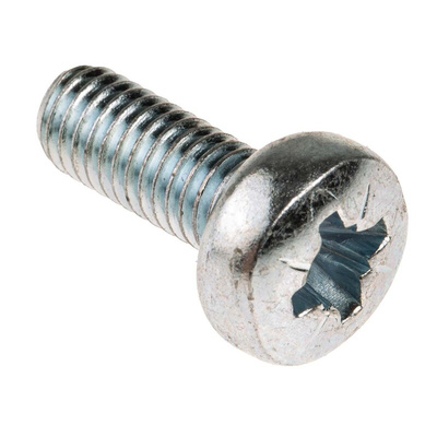 RS PRO Pozidriv Pan Steel Machine Screws DIN 7985Z, M6x16mm