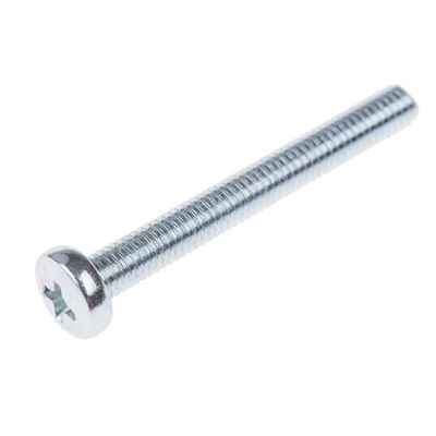 RS PRO Pozidriv Pan Steel Machine Screws DIN 7985, M3x25mm