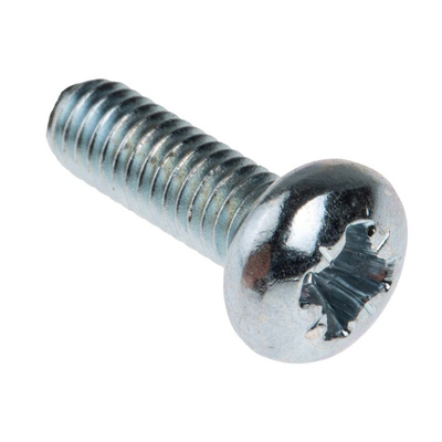 RS PRO Pozidriv Pan Steel Machine Screws DIN 7985, M4x12mm