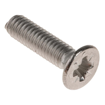 RS PRO Pozidriv Countersunk A4 316 Stainless Steel Machine Screws DIN 965, M4x16mm