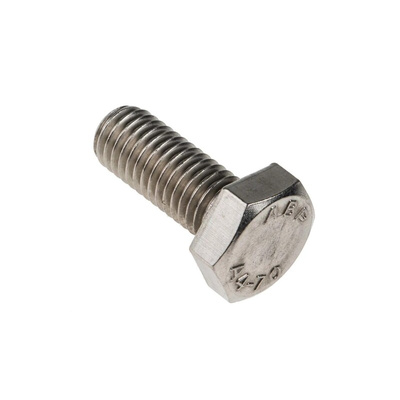Plain Stainless Steel, Hex Bolt, M10 x 25mm
