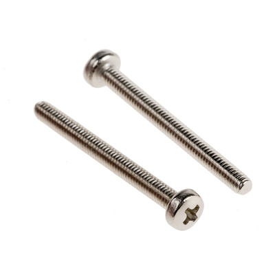 RS PRO Pozidriv Pan Brass Machine Screws DIN 7985, M2.5x25mm