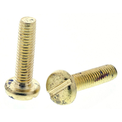 RS PRO Slot Pan Brass Machine Screws DIN 85, M3x12mm