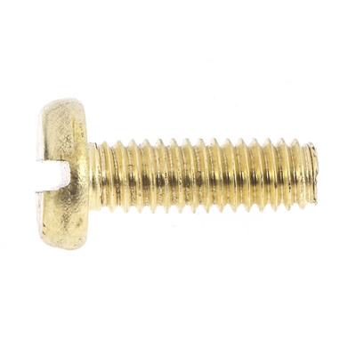 RS PRO Slot Pan Brass Machine Screws DIN 85, M4x12mm