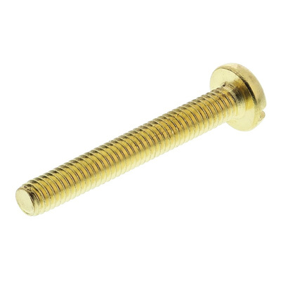 RS PRO Slot Pan Brass Machine Screws DIN 85, M4x30mm