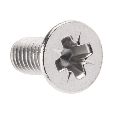 RS PRO Pozidriv Countersunk A2 304 Stainless Steel Machine Screws DIN 965, M4x10mm