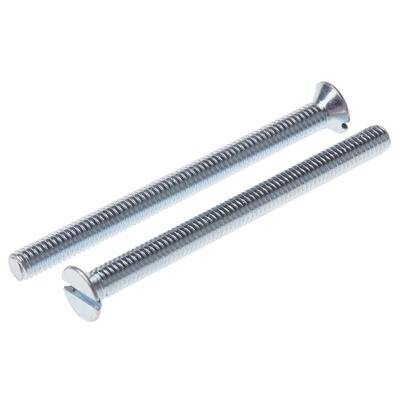 RS PRO Slot Countersunk Steel Machine Screws DIN 963, M4x50mm