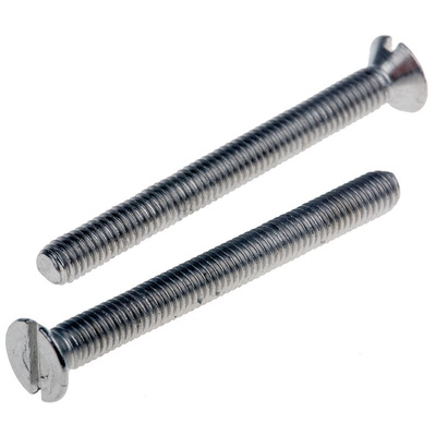 RS PRO Slot Countersunk A2 304 Stainless Steel Machine Screws DIN 963, M3x30mm