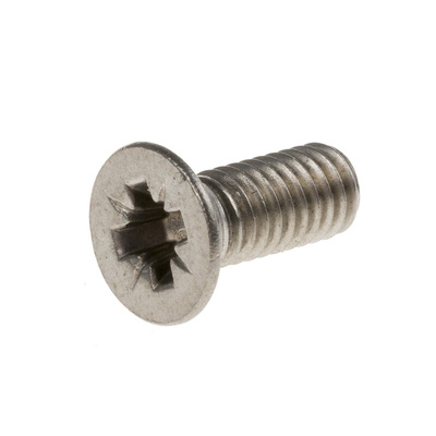 RS PRO Pozidriv Countersunk A4 316 Stainless Steel Machine Screws DIN 965, M4x10mm