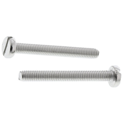 RS PRO Slot Pan A2 304 Stainless Steel Machine Screws DIN 85, M3x25mm