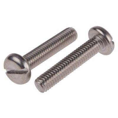 RS PRO Slot Pan A2 304 Stainless Steel Machine Screws DIN 85, M6x30mm