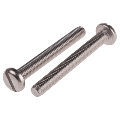 RS PRO Slot Pan A2 304 Stainless Steel Machine Screws DIN 85, M6x50mm