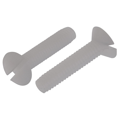 RS PRO Slot Countersunk Nylon Machine Screws, M2.5x12mm