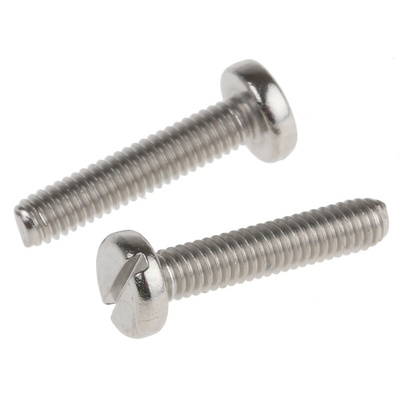 RS PRO Slot Pan A2 304 Stainless Steel Machine Screws DIN 85, M2.5x12mm