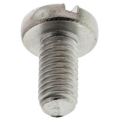 RS PRO Slot Pan A2 304 Stainless Steel Machine Screws DIN 85, M6x12mm