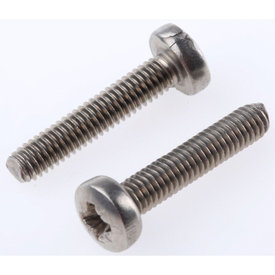 RS PRO Pozidriv Pan A2 304 Stainless Steel Machine Screws DIN 7985, M4x20mm