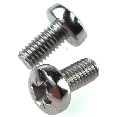 RS PRO Pozidriv Pan A2 304 Stainless Steel Machine Screws DIN 7985, M6x12mm