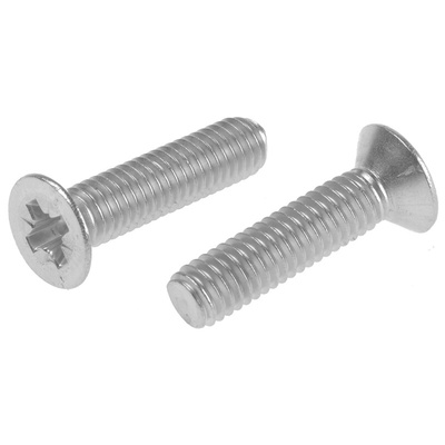 RS PRO Pozidriv Countersunk A2 304 Stainless Steel Machine Screws DIN 965, M6x25mm