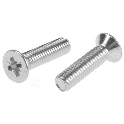RS PRO Pozidriv Countersunk Steel Machine Screws DIN 965, M6x25mm