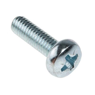 RS PRO Pozidriv Pan Steel Machine Screws DIN 7985, M6x20mm