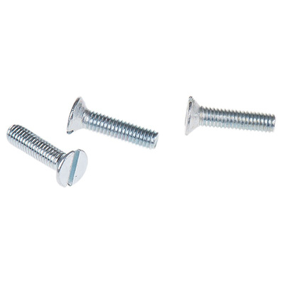 RS PRO Slot Countersunk Steel Machine Screws DIN 963, M3x12mm