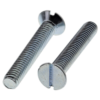 RS PRO Slot Countersunk Steel Machine Screws DIN 963, M4x25mm