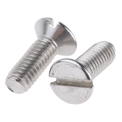 RS PRO Slot Countersunk A4 316 Stainless Steel Machine Screws DIN 963, M4x12mm