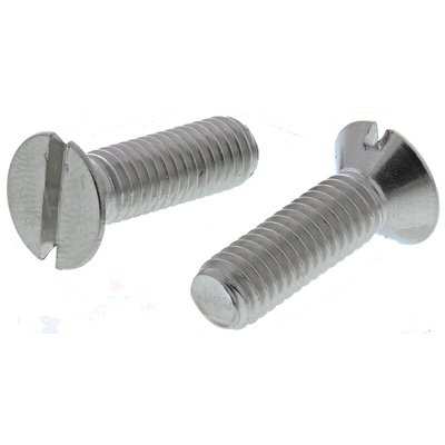 RS PRO Slot Countersunk A4 316 Stainless Steel Machine Screws DIN 963, M6x20mm
