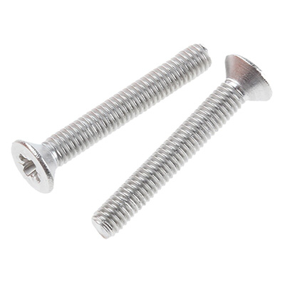 RS PRO Pozidriv Countersunk A4 316 Stainless Steel Machine Screws DIN 965, M3x20mm