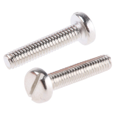 RS PRO Slot Pan Brass Machine Screws DIN 85, M2.5x12mm