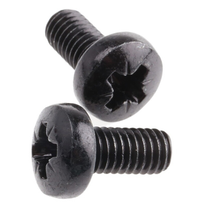 RS PRO Pozidriv Pan Steel Machine Screws DIN 7985, M6x12mm