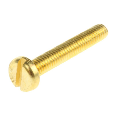 RS PRO Slot Pan Brass Machine Screws DIN 85, M4x25mm