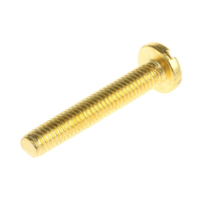 RS PRO Slot Pan Brass Machine Screws DIN 85, M4x25mm