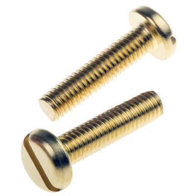 RS PRO Slot Pan Brass Machine Screws DIN 85, M6x25mm