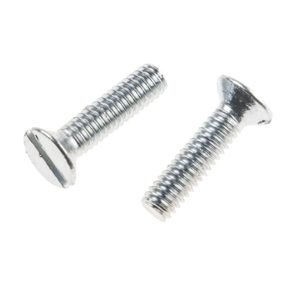 RS PRO Slot Countersunk Steel Machine Screw DIN 963, M2.5x10mm