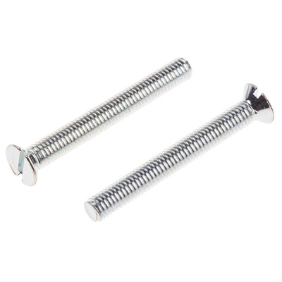 RS PRO Slot Countersunk Steel Machine Screws DIN 963, M3x25mm