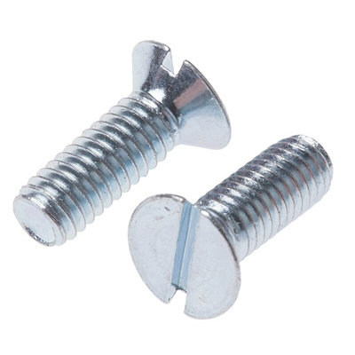 RS PRO Slot Countersunk Steel Machine Screws DIN 963, M3.5x10mm