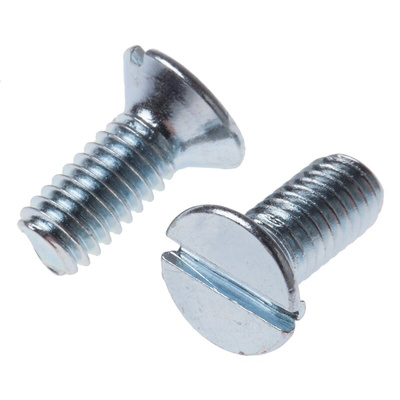 RS PRO Slot Countersunk Steel Machine Screws DIN 963, M4x10mm