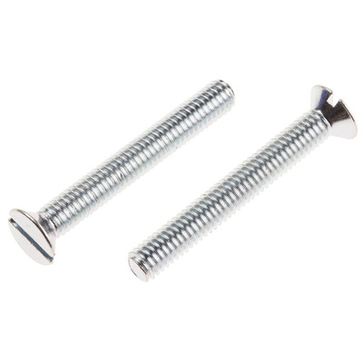 RS PRO Slot Countersunk Steel Machine Screws DIN 963, M4x30mm